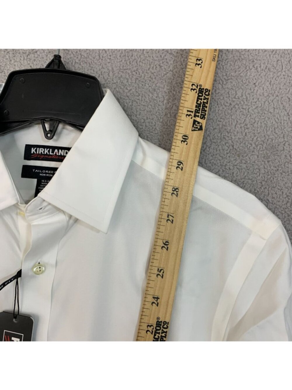 NWT Kirkland Signature Men's 15.5-33 White Tailored Fit Dress Shirt - Picture 6 of 10
